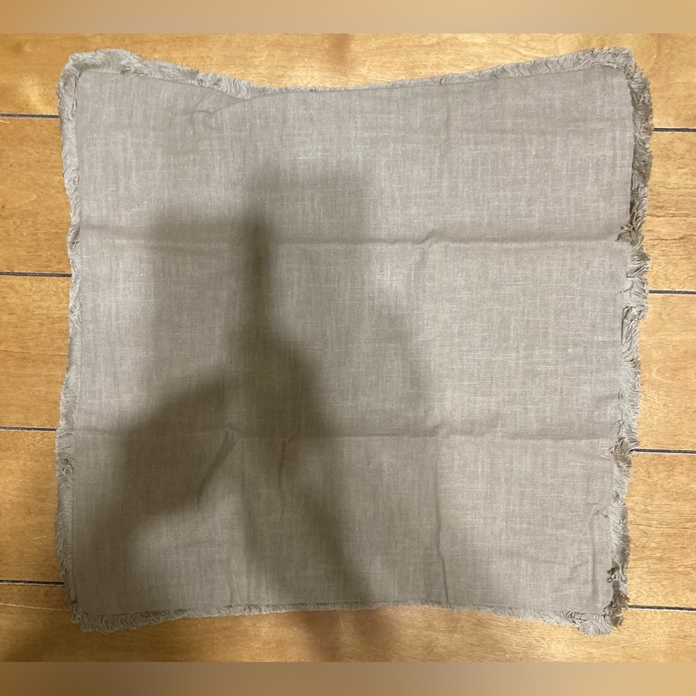 NWT Foindtower 18”X18” Fringed Linen Pillow Cover Light Khaki Taupe 1 Piece